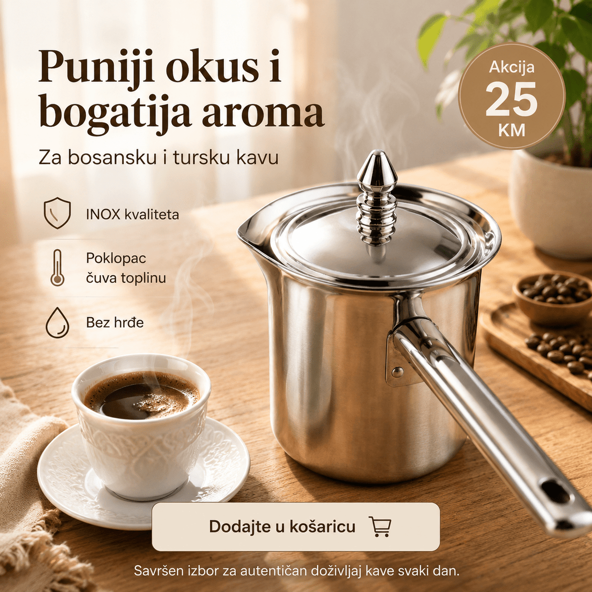 INOX Džezva za Kavu s Poklopcem – – – slika 6