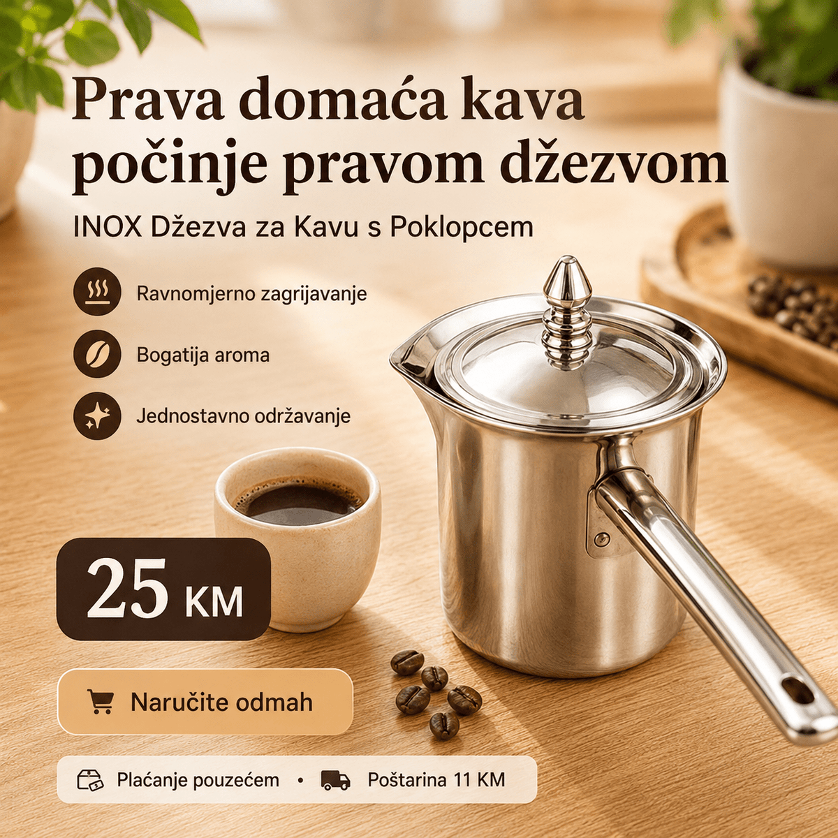 INOX Džezva za Kavu s Poklopcem – – – slika 7