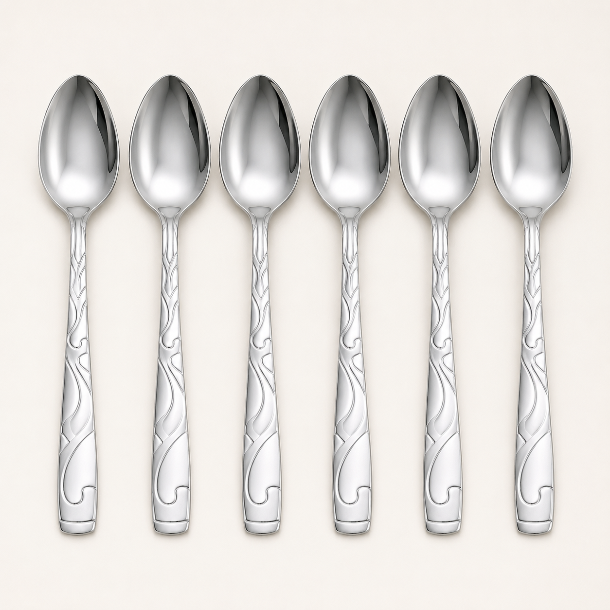 Set 6 inox kašika s ukrasnom drškom