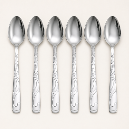 Set 6 inox kašika s ukrasnom drškom