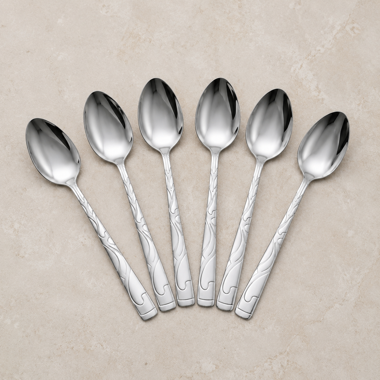 Set 6 inox kašika s ukrasnom drškom