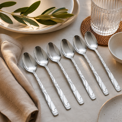 Set 6 inox kašika s ukrasnom drškom