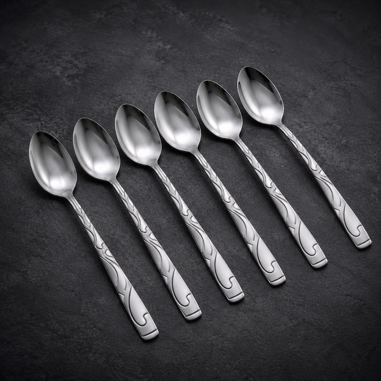 Set 6 inox kašika s ukrasnom drškom
