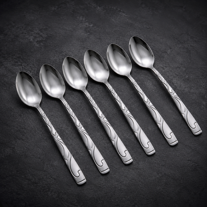 Set 6 inox kašika s ukrasnom drškom