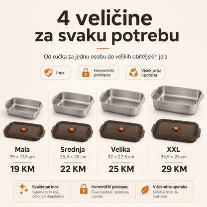 Inox Posude za Pohranu Hrane – – Mala (25 × 17,5 cm) – slika 2