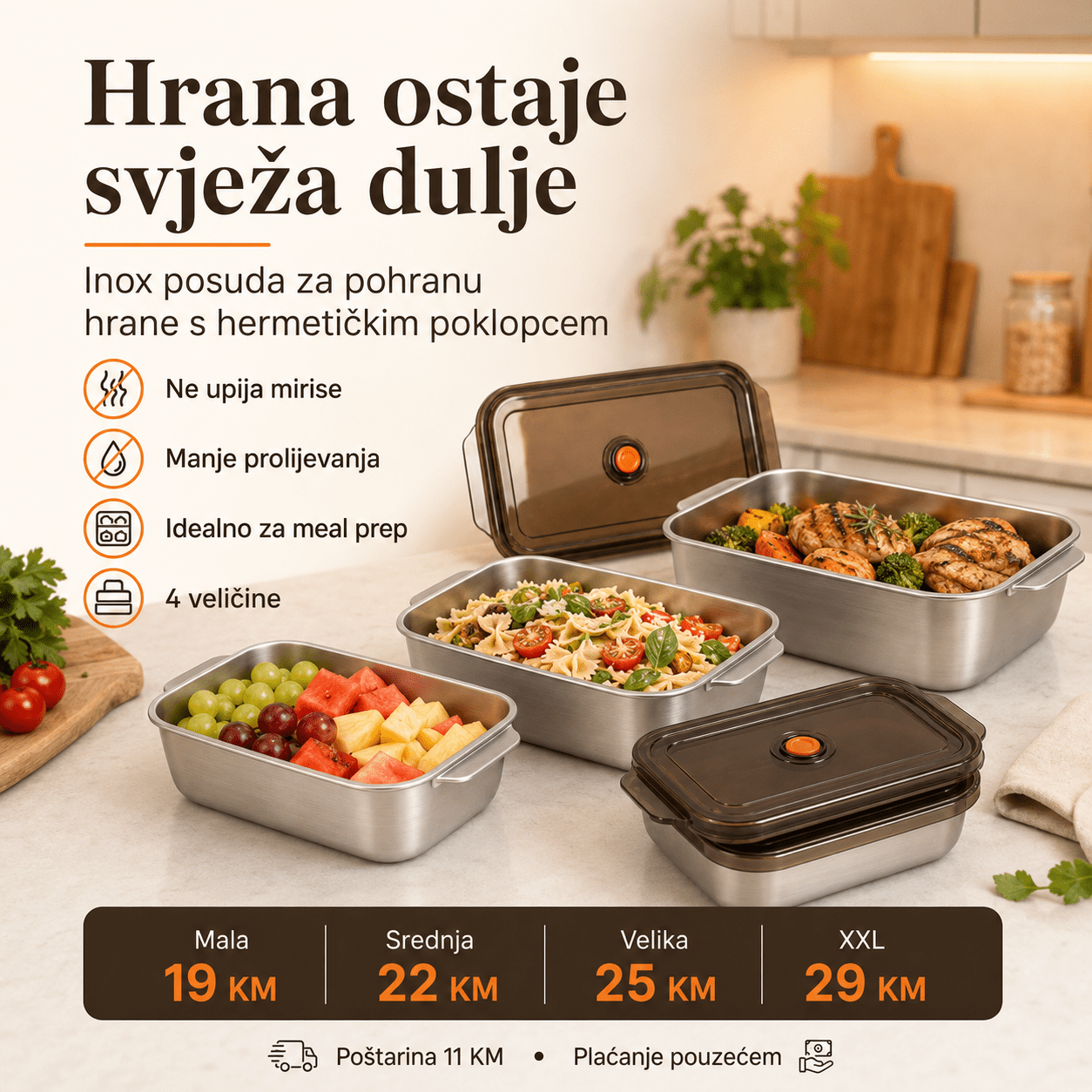 Inox Posude za Pohranu Hrane – – Mala (25 × 17,5 cm) – slika 7