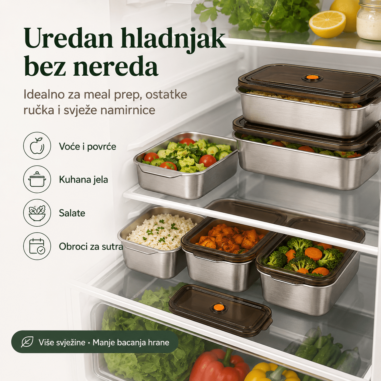 Inox Posude za Pohranu Hrane – – Mala (25 × 17,5 cm) – slika 4