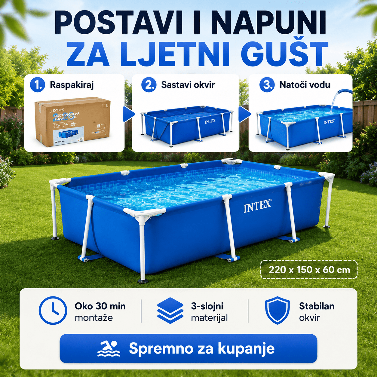 Intex Bazen 220 x 150 x 60 cm – – – slika 5