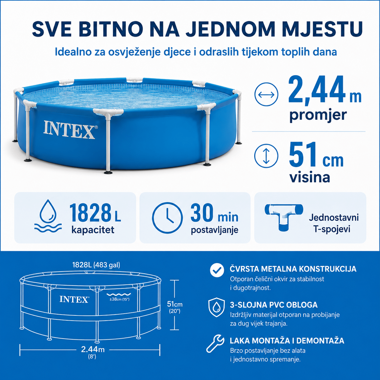 Intex Bazen 2.44m x 51 cm – – – slika 4