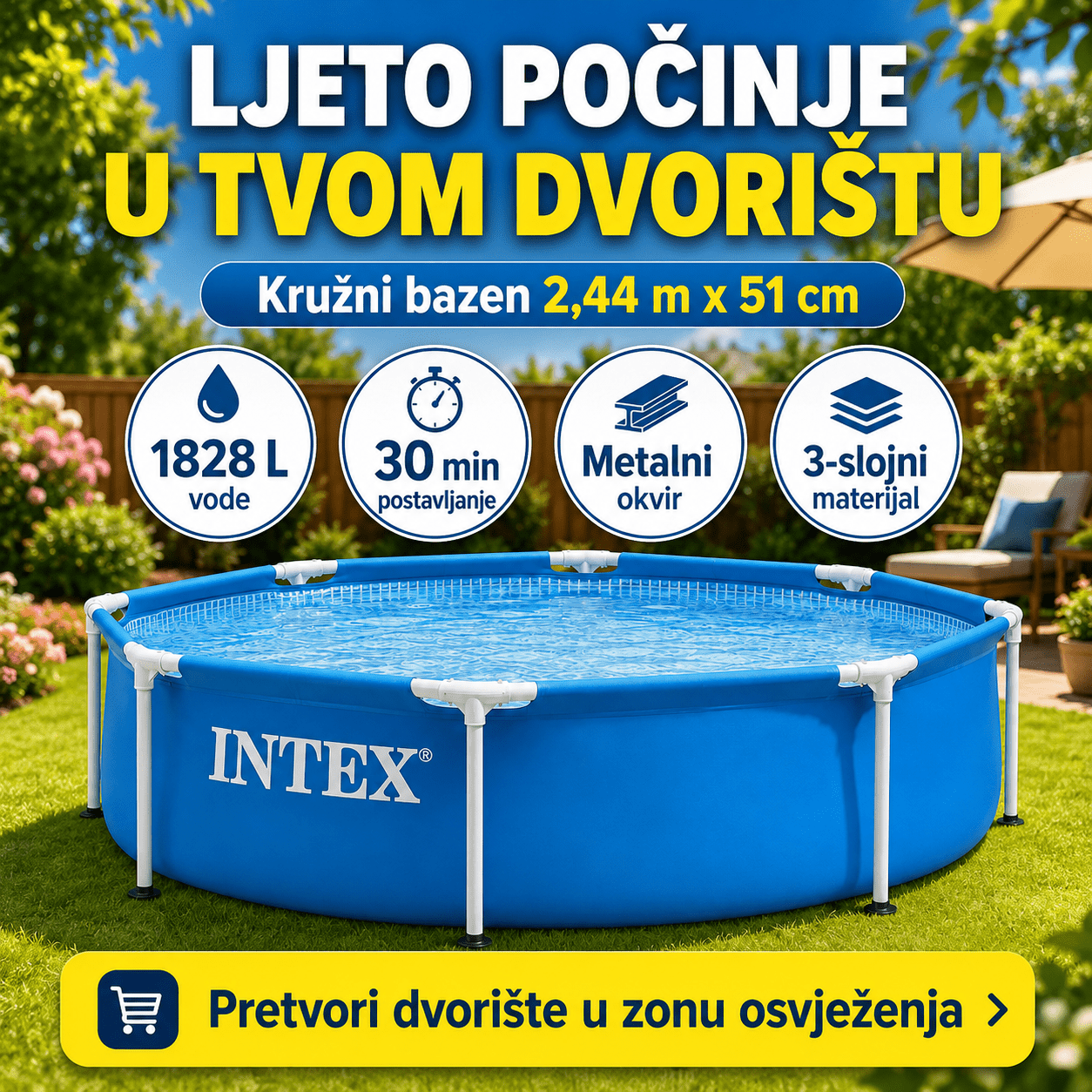 Intex Bazen 2.44m x 51 cm – – – slika 1