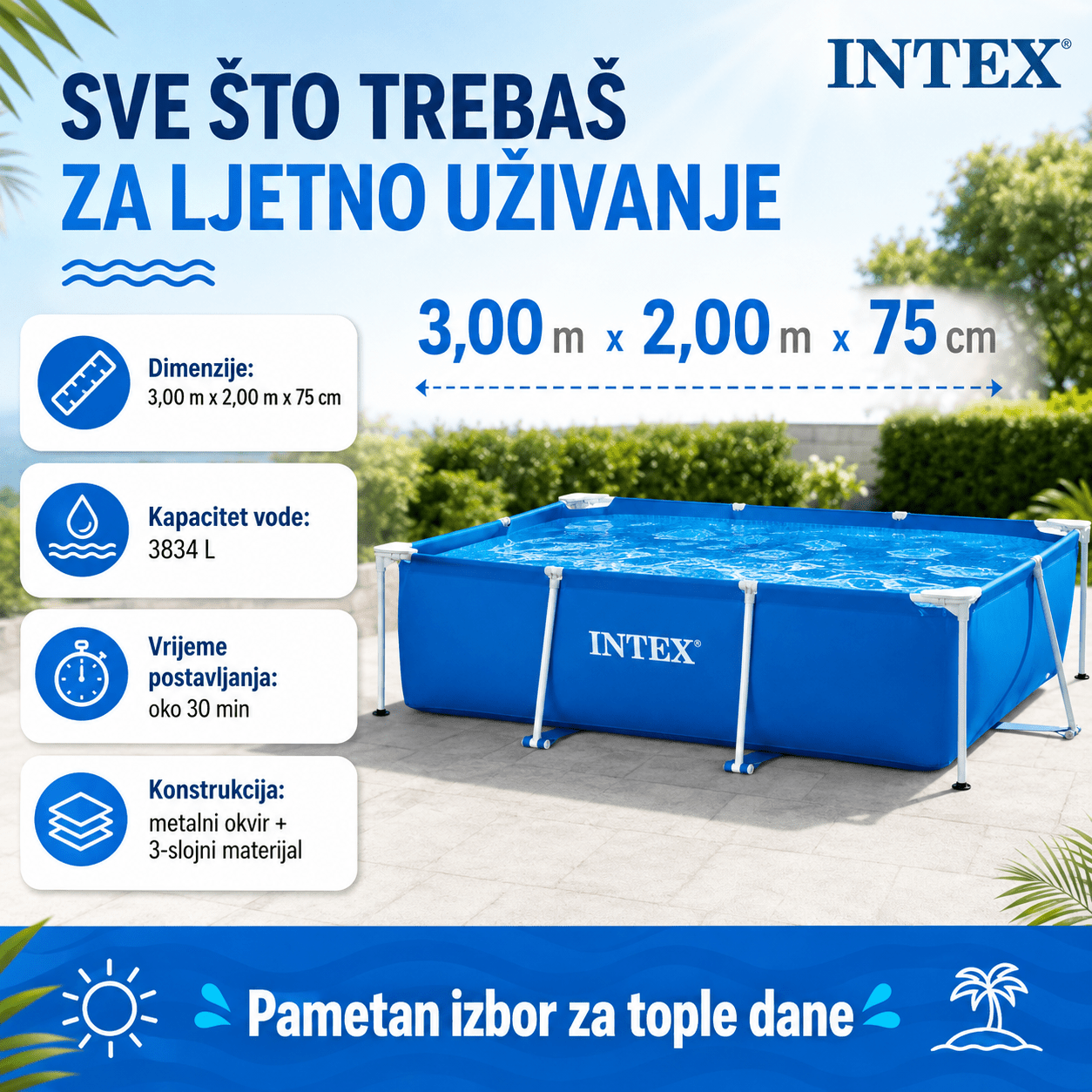 Intex Bazen 300 x 200 x 75 cm – – – slika 5