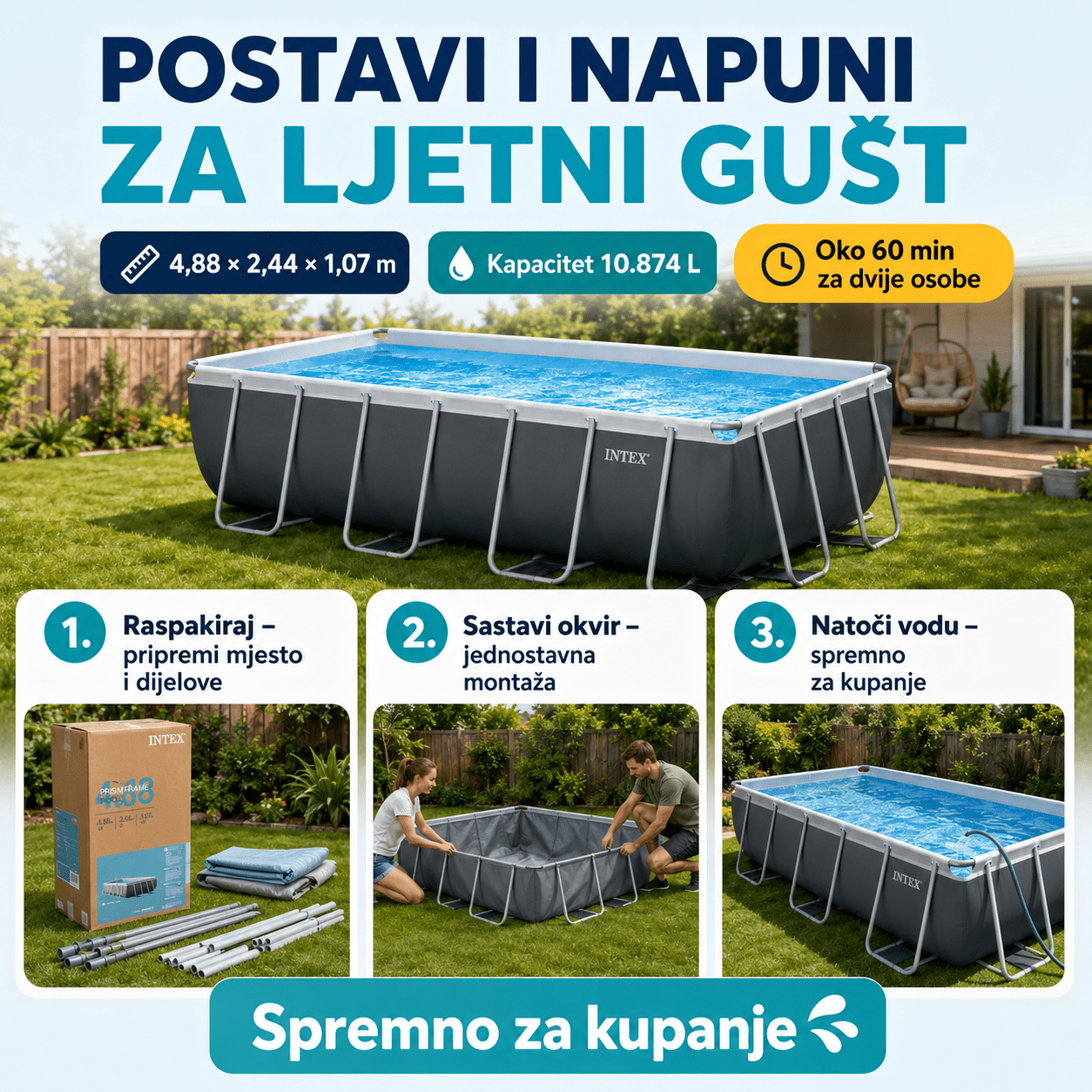 Intex Bazen 4.88m x 2.44m x 1.07m – – – slika 6