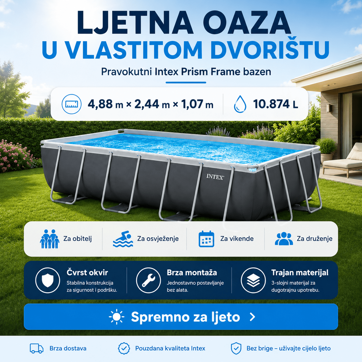 Intex Bazen 4.88m x 2.44m x 1.07m – – – slika 5
