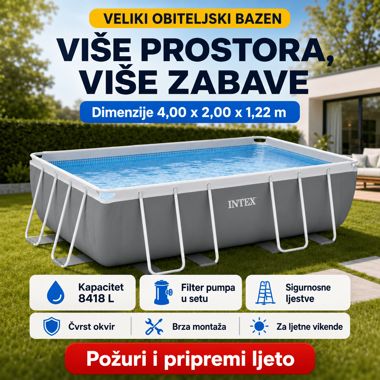 Intex Bazen 4M x 2M x 1.22M – – – slika 3