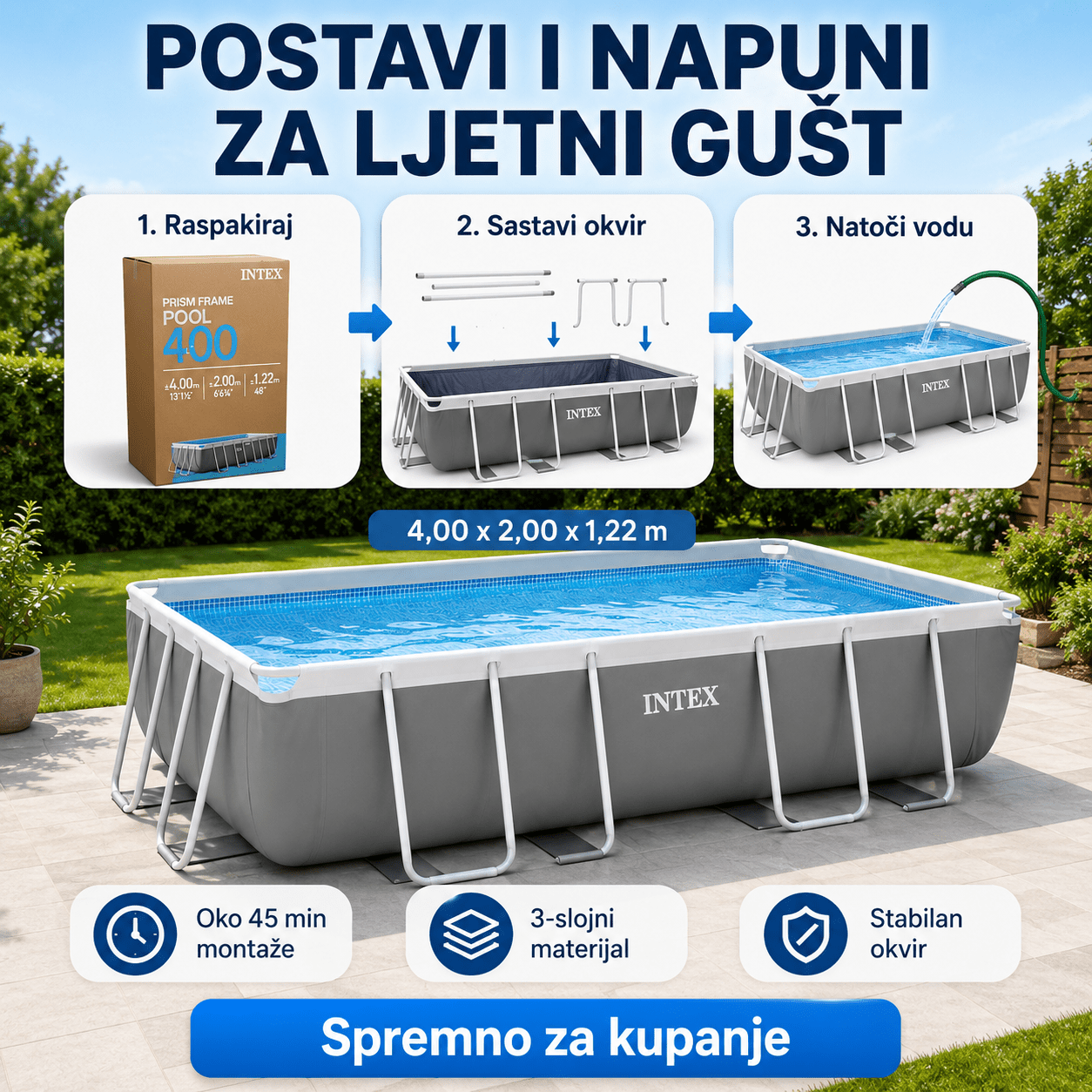 Intex Bazen 4M x 2M x 1.22M – – – slika 4