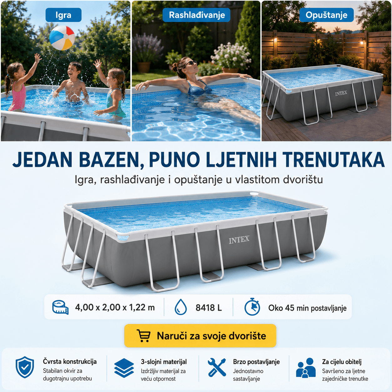 Intex Bazen 4M x 2M x 1.22M – – – slika 7