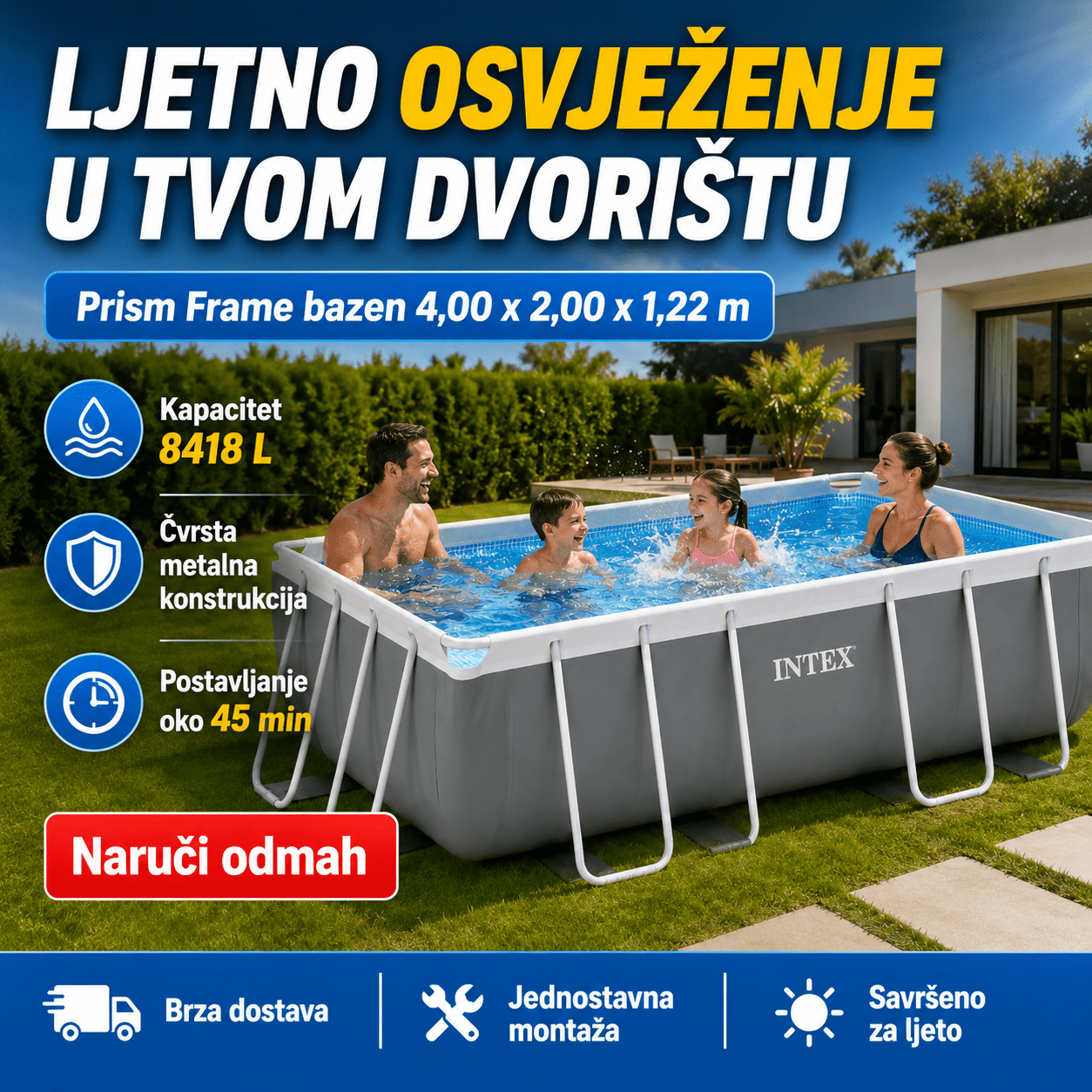 Intex Bazen 4M x 2M x 1.22M – – – slika 1