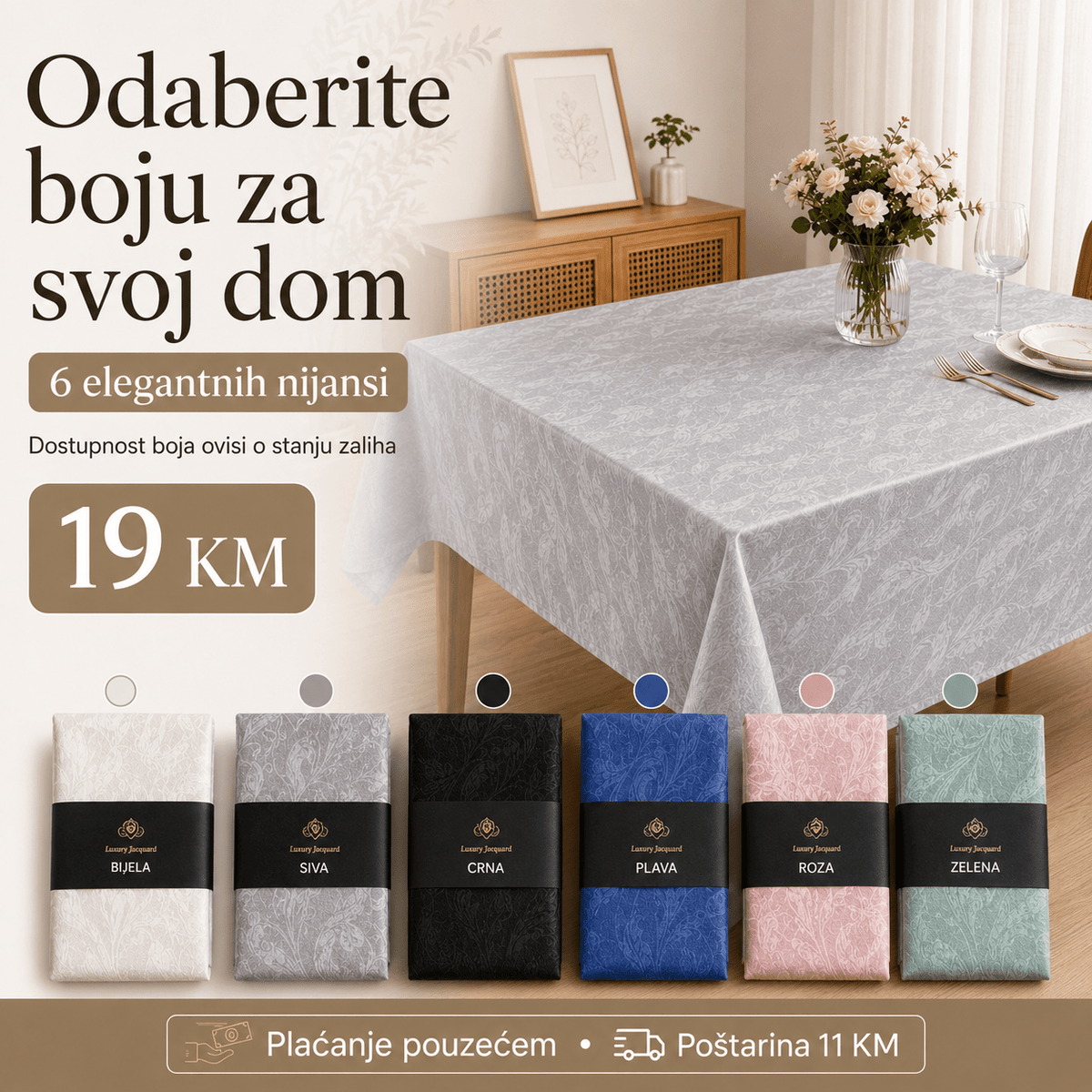 Jacquard Stolnjak 140 × 180 cm – – Siva – slika 1