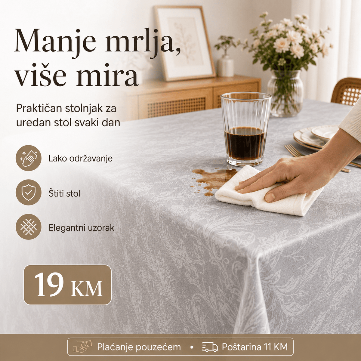 Jacquard Stolnjak 140 × 180 cm – – Siva – slika 4