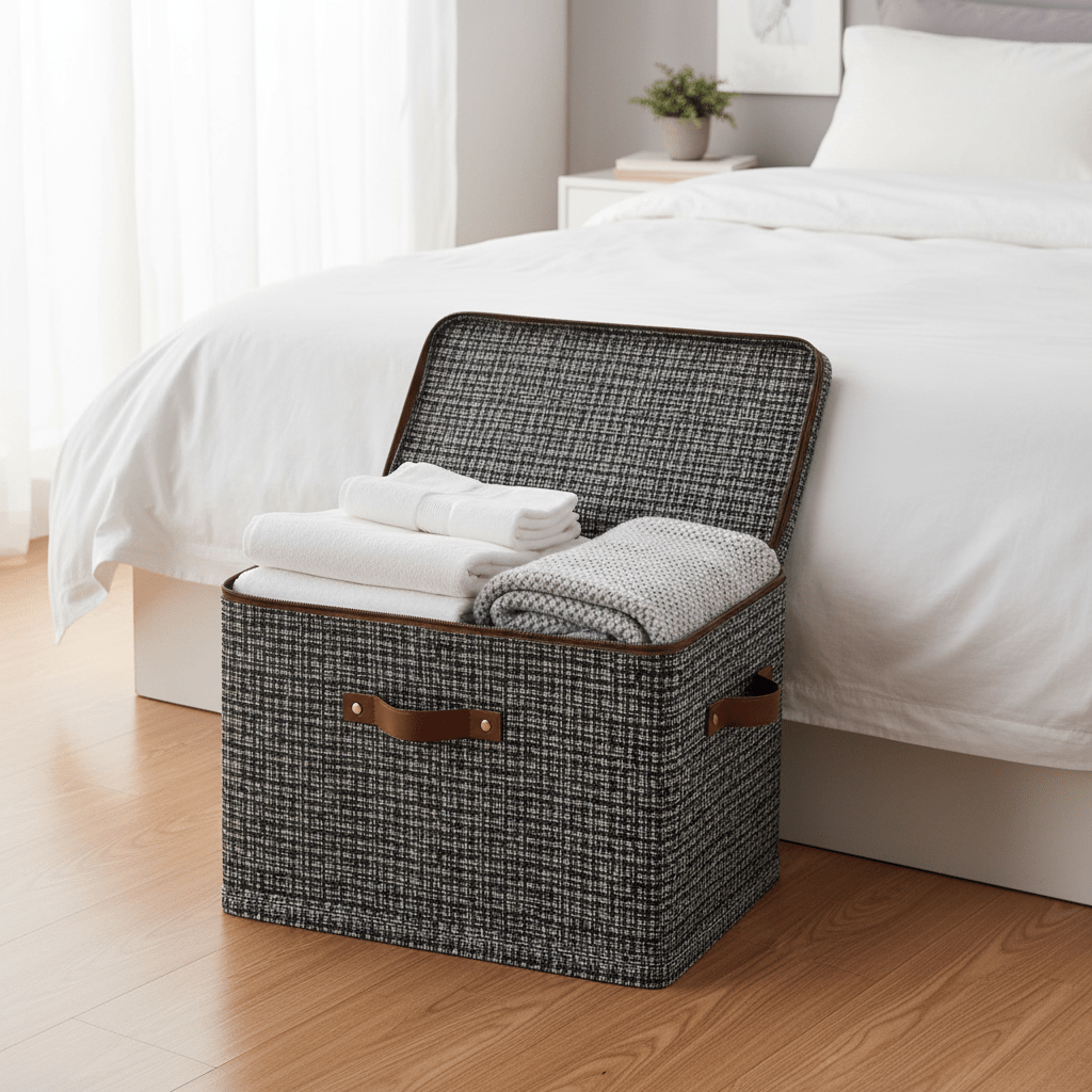 Jumbo Tekstilni Spremnik za Odjeću i Posteljinu – Skladištenje i organizacija – Tamno Siva 49x37x31 cm – slika 2