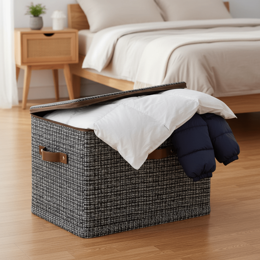 Jumbo Tekstilni Spremnik za Odjeću i Posteljinu – Skladištenje i organizacija – Tamno Siva 49x37x31 cm – slika 6