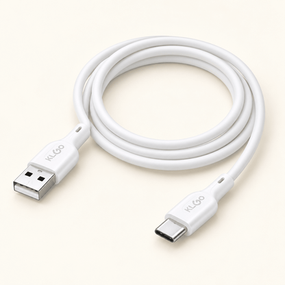 KLGO bijeli USB-A kabl – 2 m, izbor priključka – KLGO bijeli USB kablovi 2 m – USB-C – slika 1