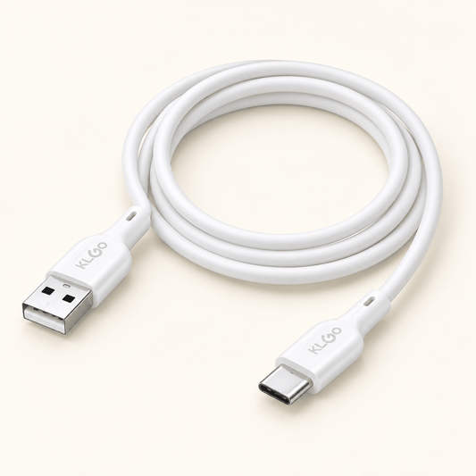 KLGO bijeli USB-A kabl – 2 m, izbor priključka – KLGO bijeli USB kablovi 2 m – USB-C – slika 1