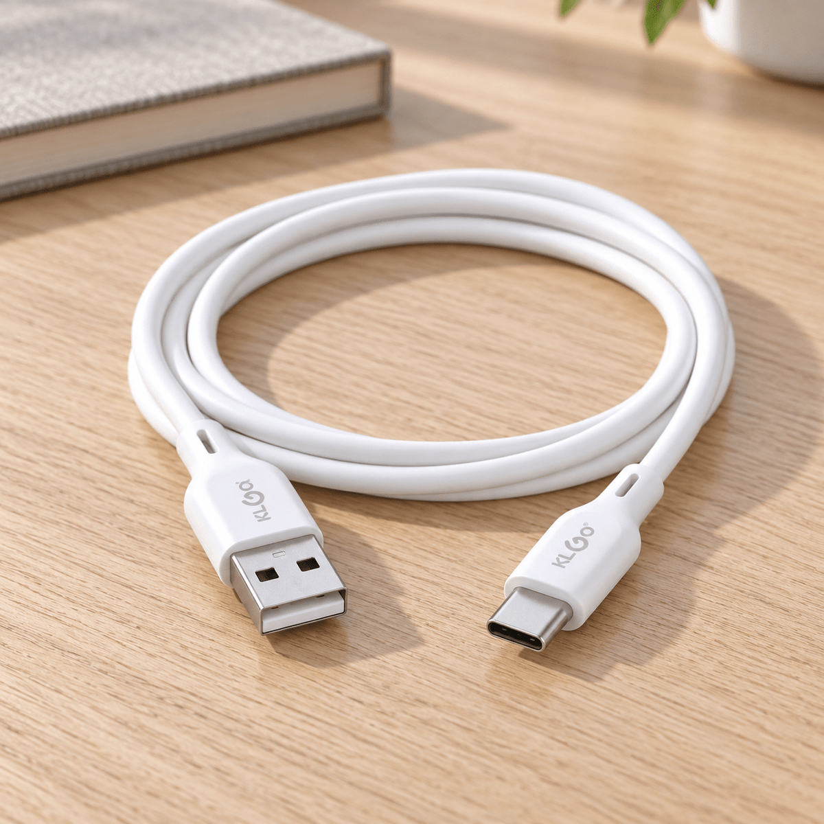KLGO bijeli USB-A kabl – 2 m, izbor priključka – KLGO bijeli USB kablovi 2 m – USB-C – slika 2