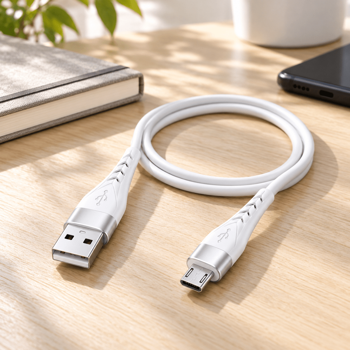KLGO S-189 bijeli USB-A na Micro-USB kabal, 1,2 m – KLGO bijeli Micro-USB kablovi – – slika 2