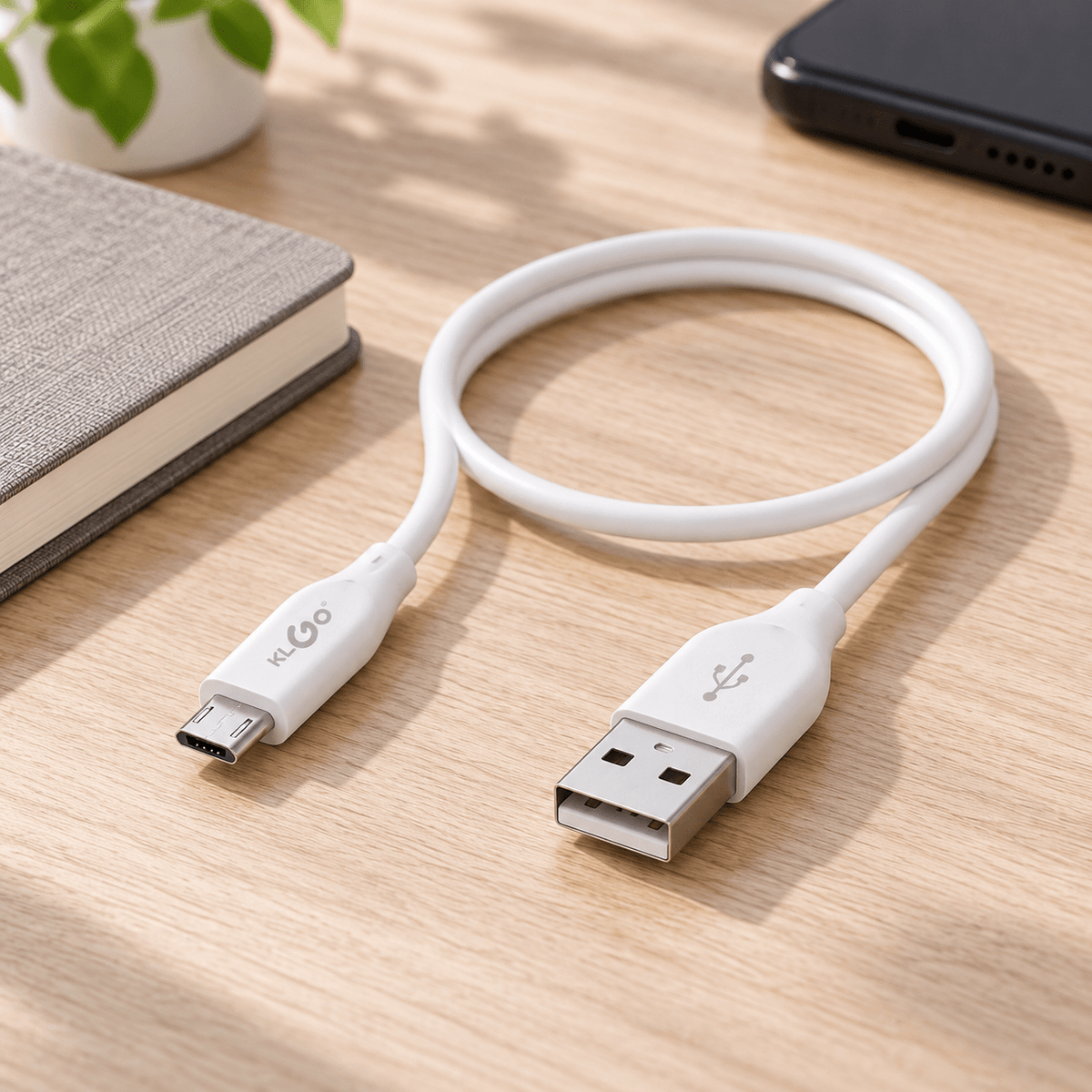KLGO S-26 bijeli USB-A na Micro-USB kabal, 1 m – KLGO bijeli Micro-USB kablovi – – slika 2