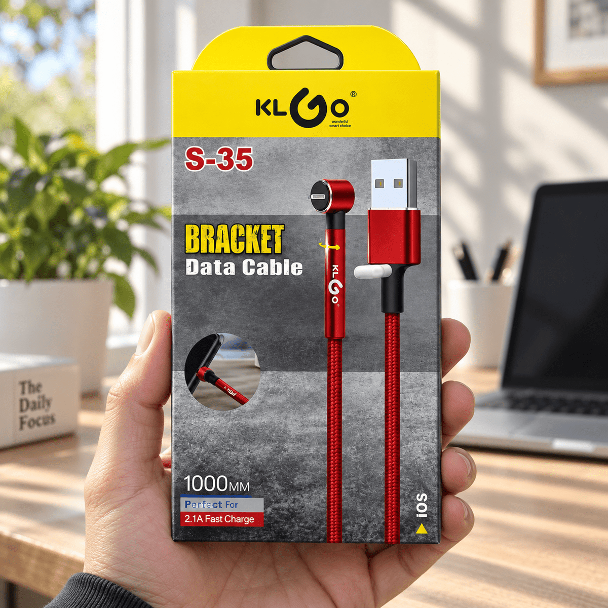 KLGO S-35 crveni Lightning kabal s ugaonom glavom – 1 m – KLGO crveni ugaoni Lightning kablovi S35 – – slika 3