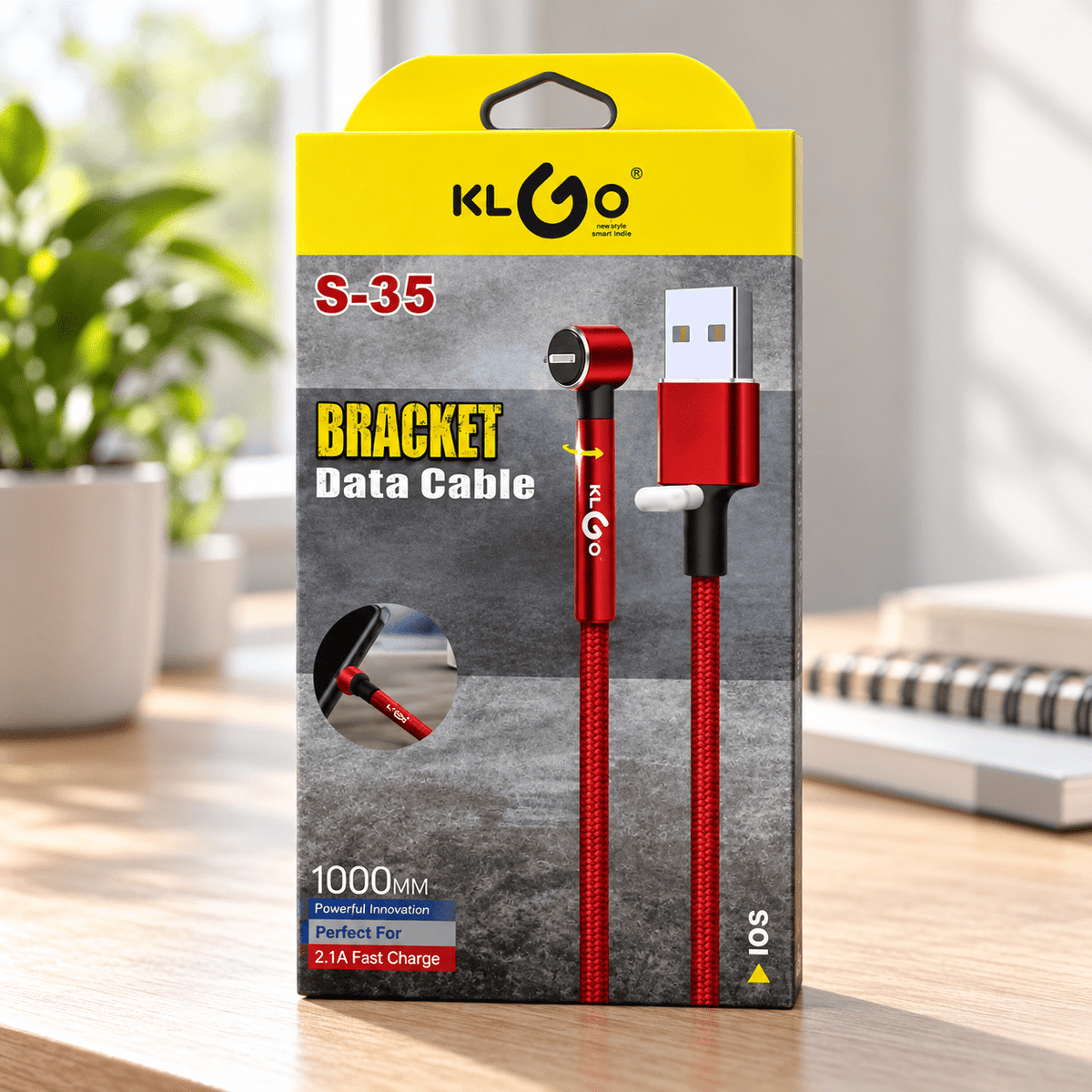 KLGO S-35 crveni Lightning kabal s ugaonom glavom – 1 m – KLGO crveni ugaoni Lightning kablovi S35 – – slika 2