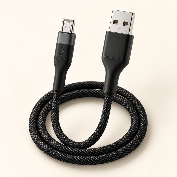 KLGO S-45 crni pleteni USB-A na Micro-USB kabal