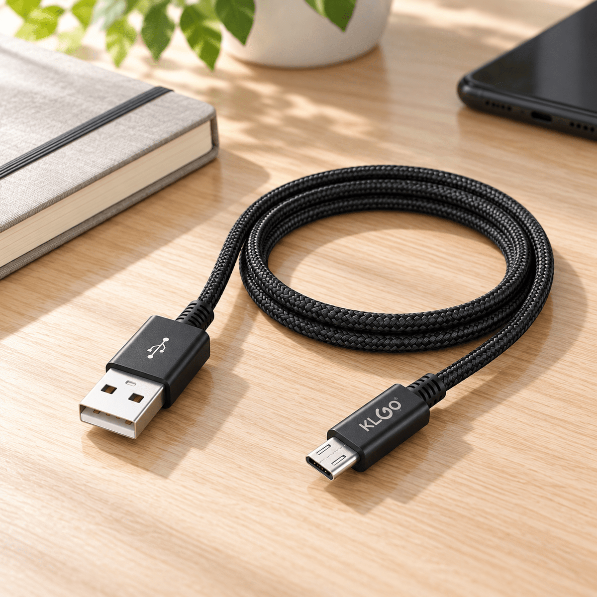KLGO S-51 pleteni USB-A na Micro-USB kabal, 2 m – KLGO pleteni Micro-USB kablovi – – slika 2