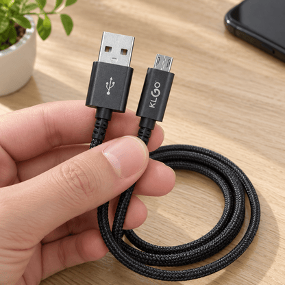 KLGO S-51 pleteni USB-A na Micro-USB kabal, 2 m – KLGO pleteni Micro-USB kablovi – – slika 3