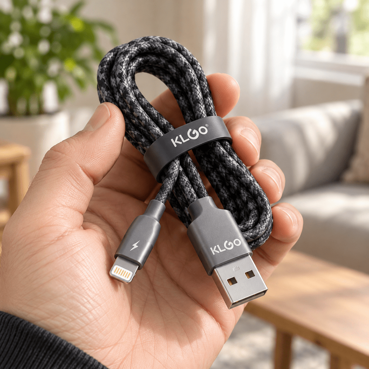 KLGO sivi pleteni kabal 1,5 m – Micro-USB ili Lightning – KLGO sivi pleteni kablovi 1,5 m – Lightning / S-55 – slika 6