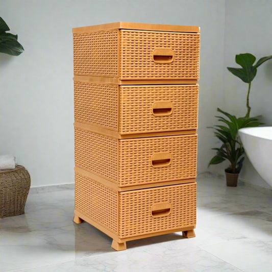 Komoda ratan s 4 ladice – – Tamno Siva – slika 11