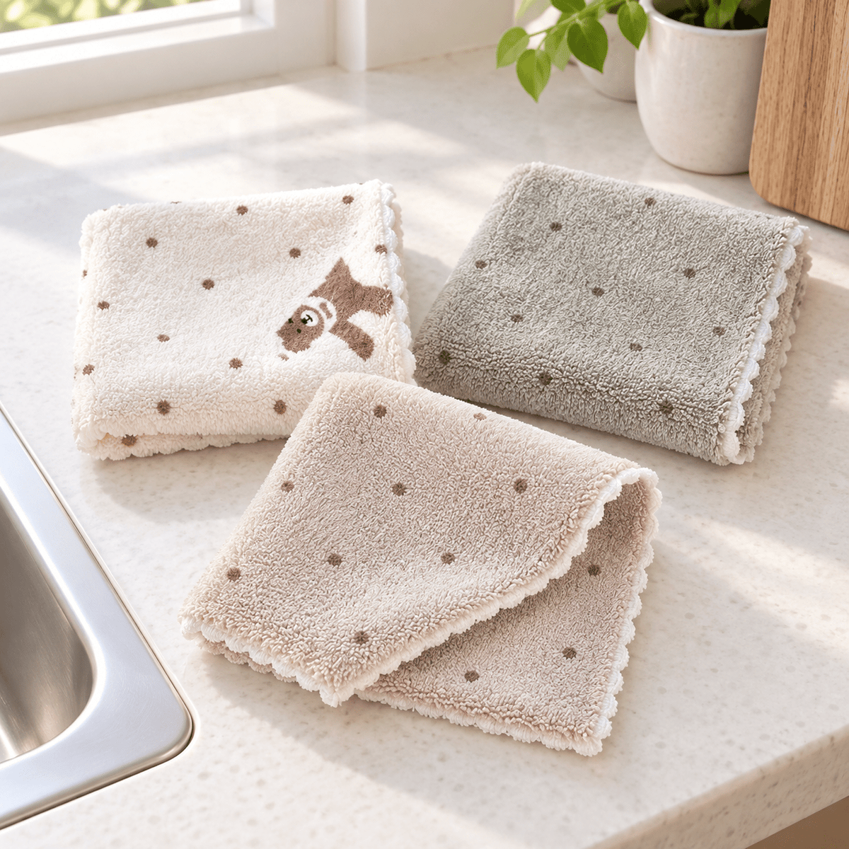 Krpe s točkicama 30 × 30 cm – 3 komada – Krpe s točkastim otiskom – – slika 2