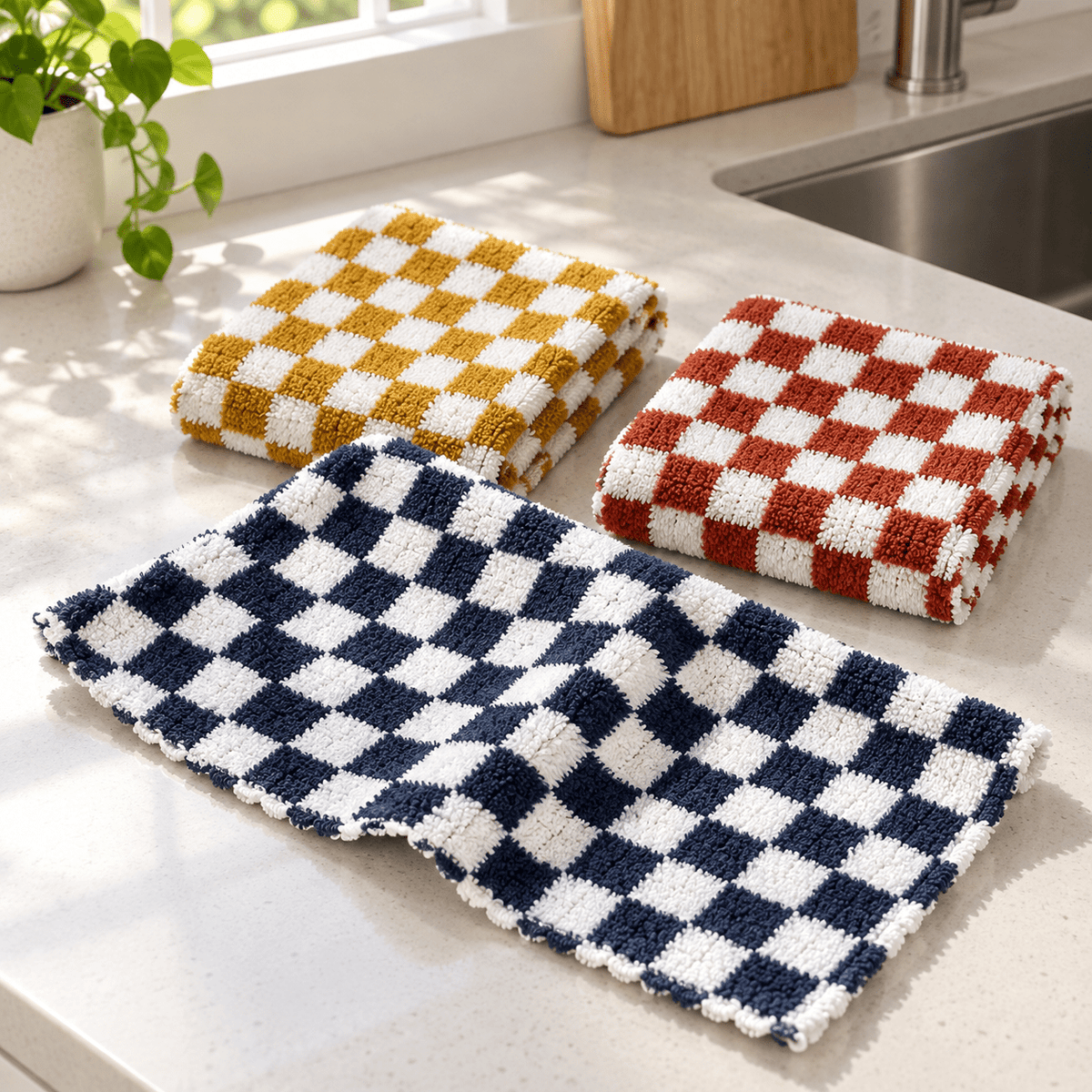 Krpe s uzorkom 30 × 30 cm – 3 komada – Krpe s uzorkom 30 × 30 cm – Šahovnica – slika 2