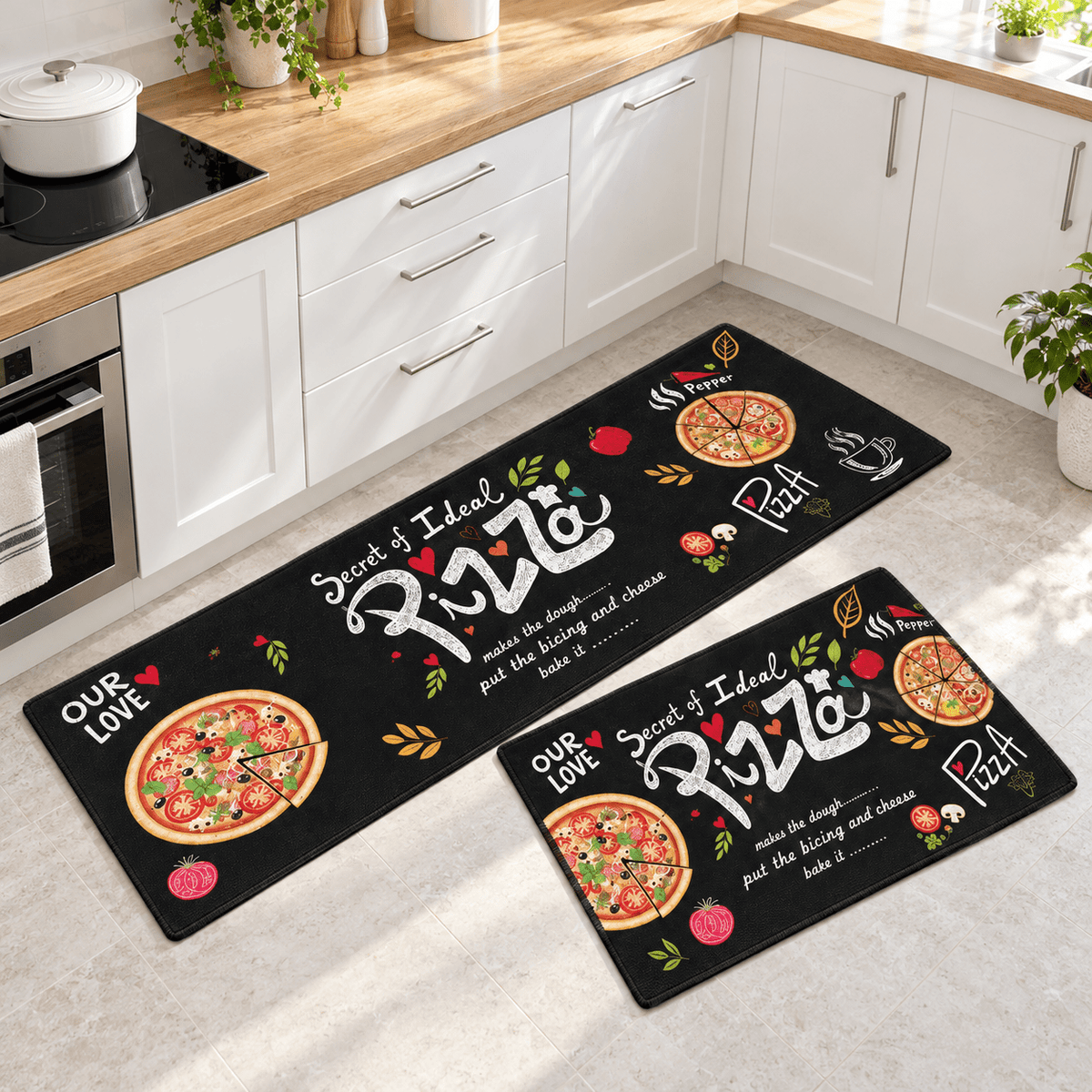 Kuhinjske prostirke Pizza – set 40 × 60 i 40 × 120 cm – Kuhinjske prostirke s motivom pizze – – slika 2