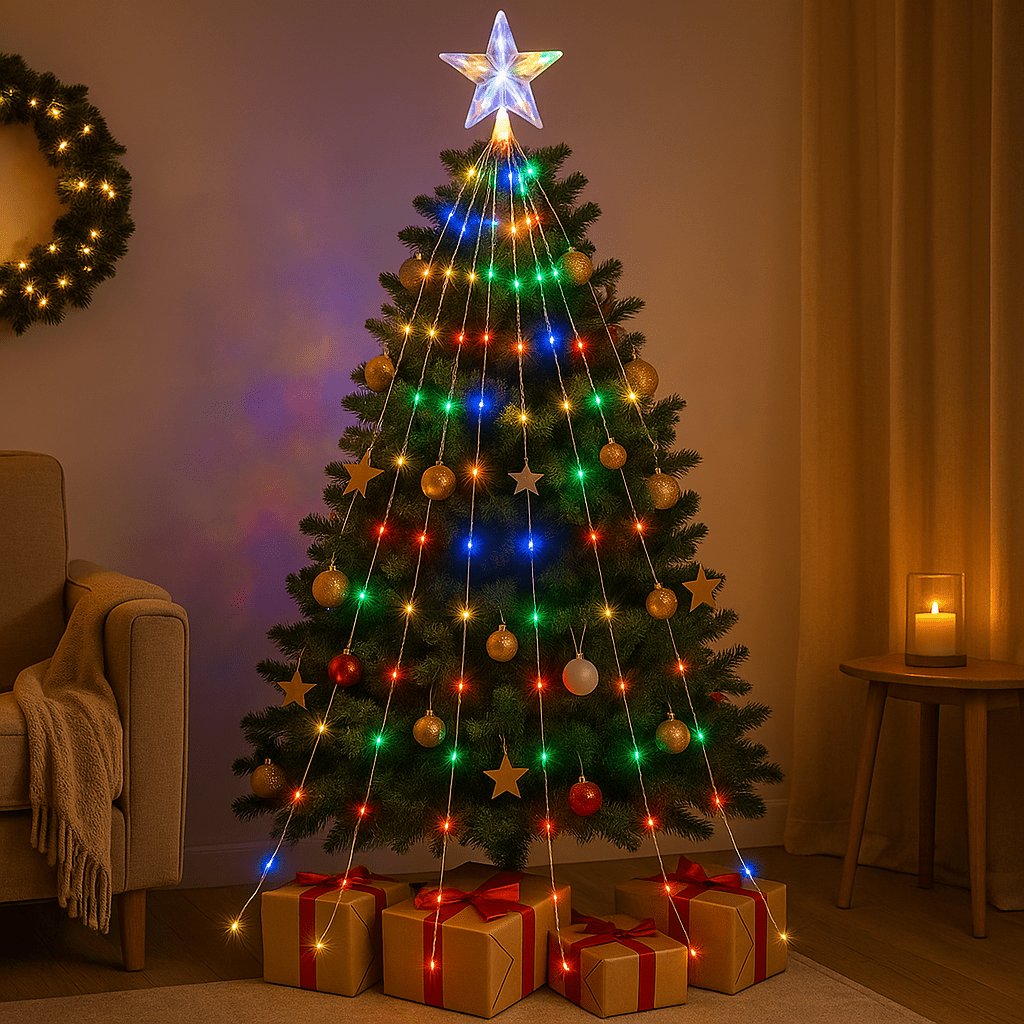 LED Božićna Zavjesa “Zvjezdano Stablo - SAMO KLIKNI