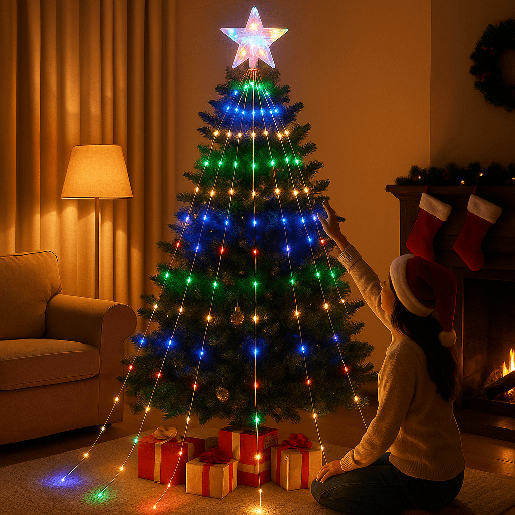 LED Božićna Zavjesa “Zvjezdano Stablo - SAMO KLIKNI