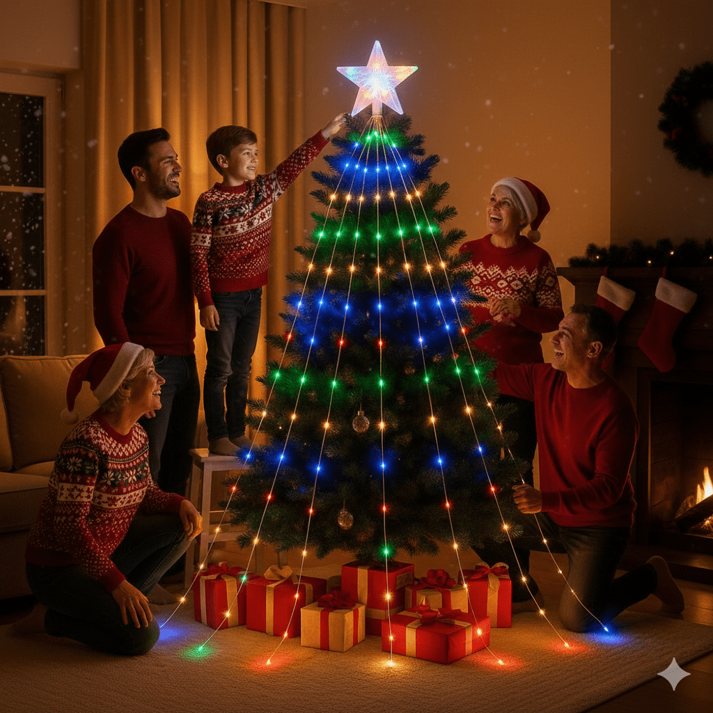 LED Božićna Zavjesa “Zvjezdano Stablo - SAMO KLIKNI