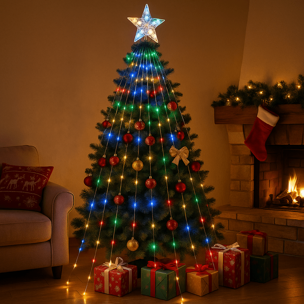 LED Božićna Zavjesa “Zvjezdano Stablo - SAMO KLIKNI