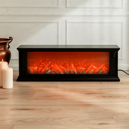 LED Dekorativni Kamin s efektom plamena – – Crni Kamin 63x12x22 cm – slika 2