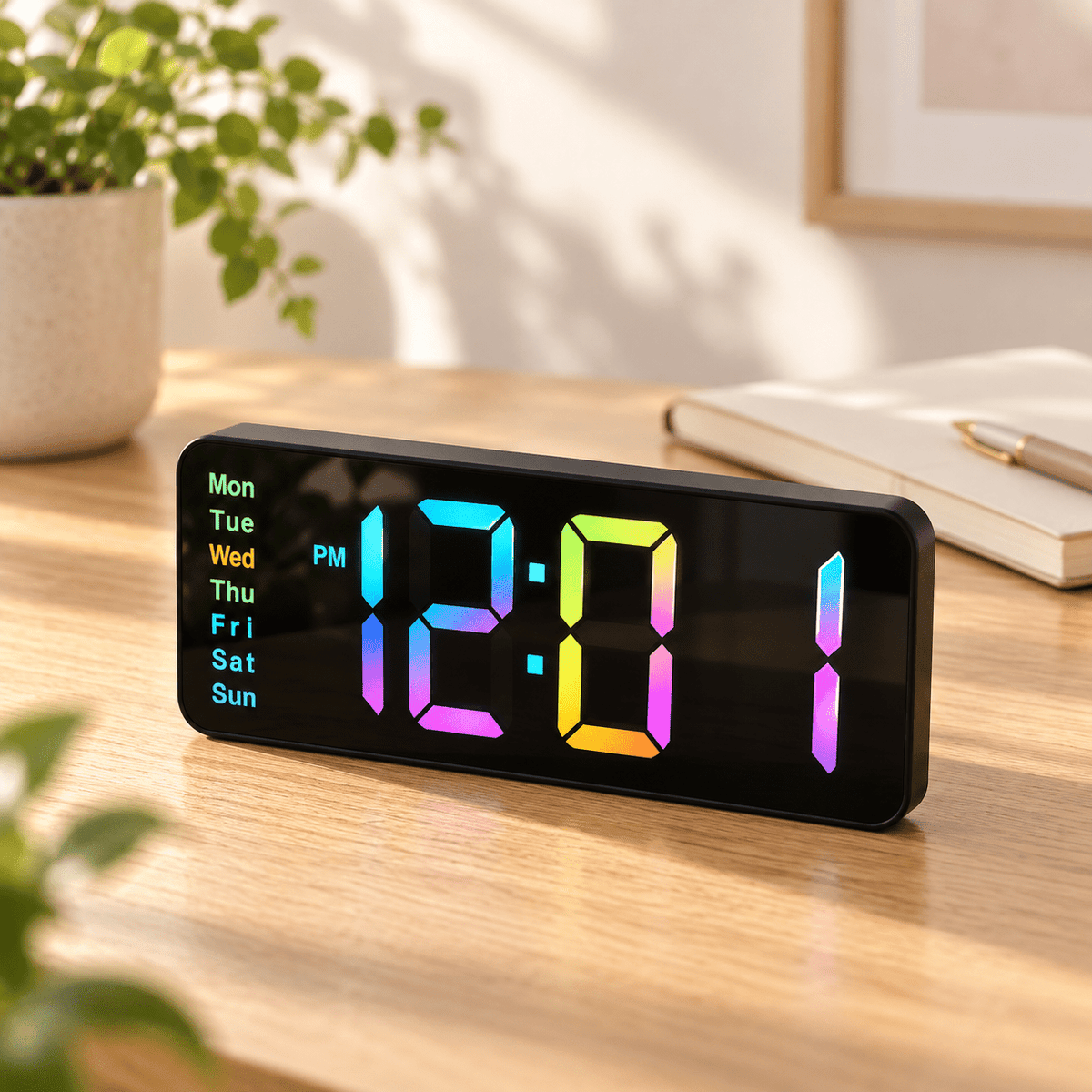 LED digitalni stolni sat CY0802-2 s prikazom u bojama – Digitalni stolni satovi – – slika 2