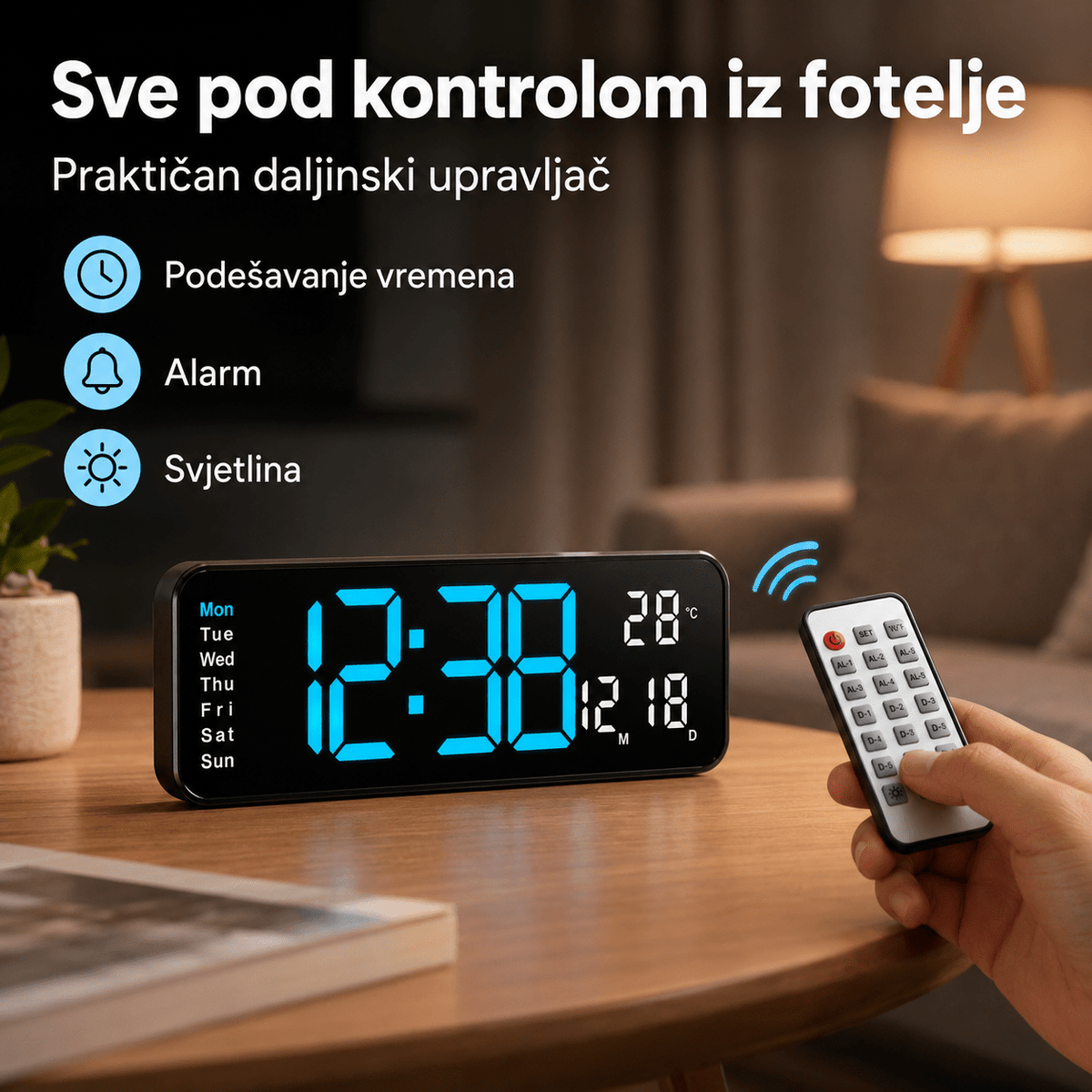 LED Digitalni Zidni Sat (32 × 11 cm) – – – slika 3