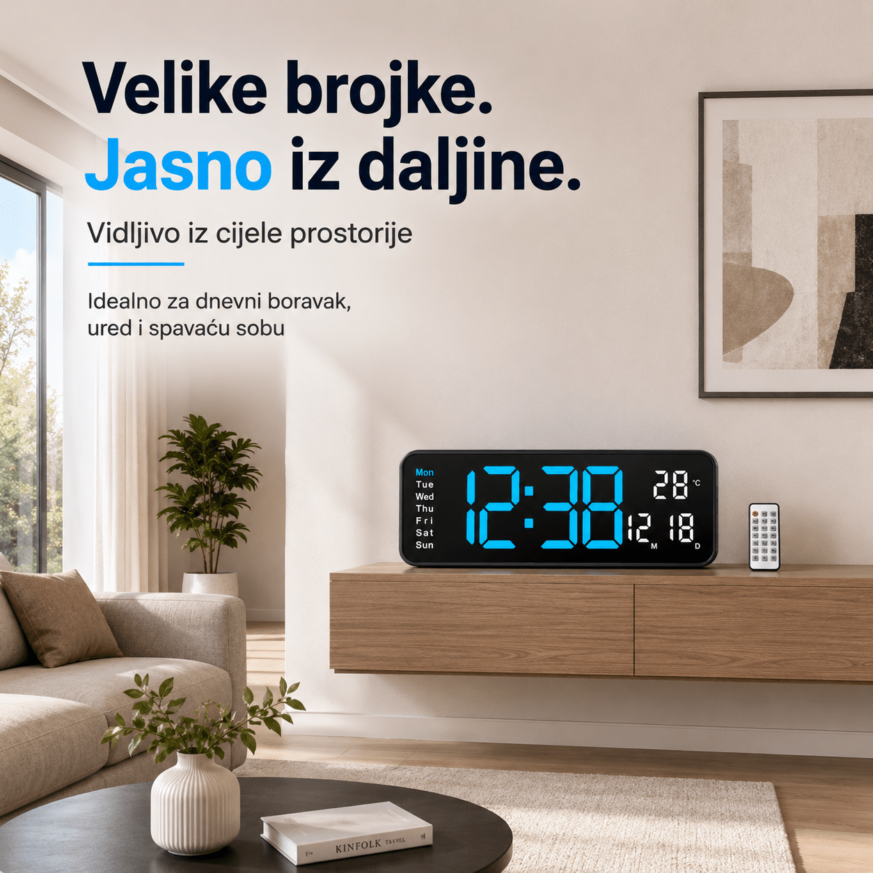 LED Digitalni Zidni Sat (32 × 11 cm) – – – slika 5