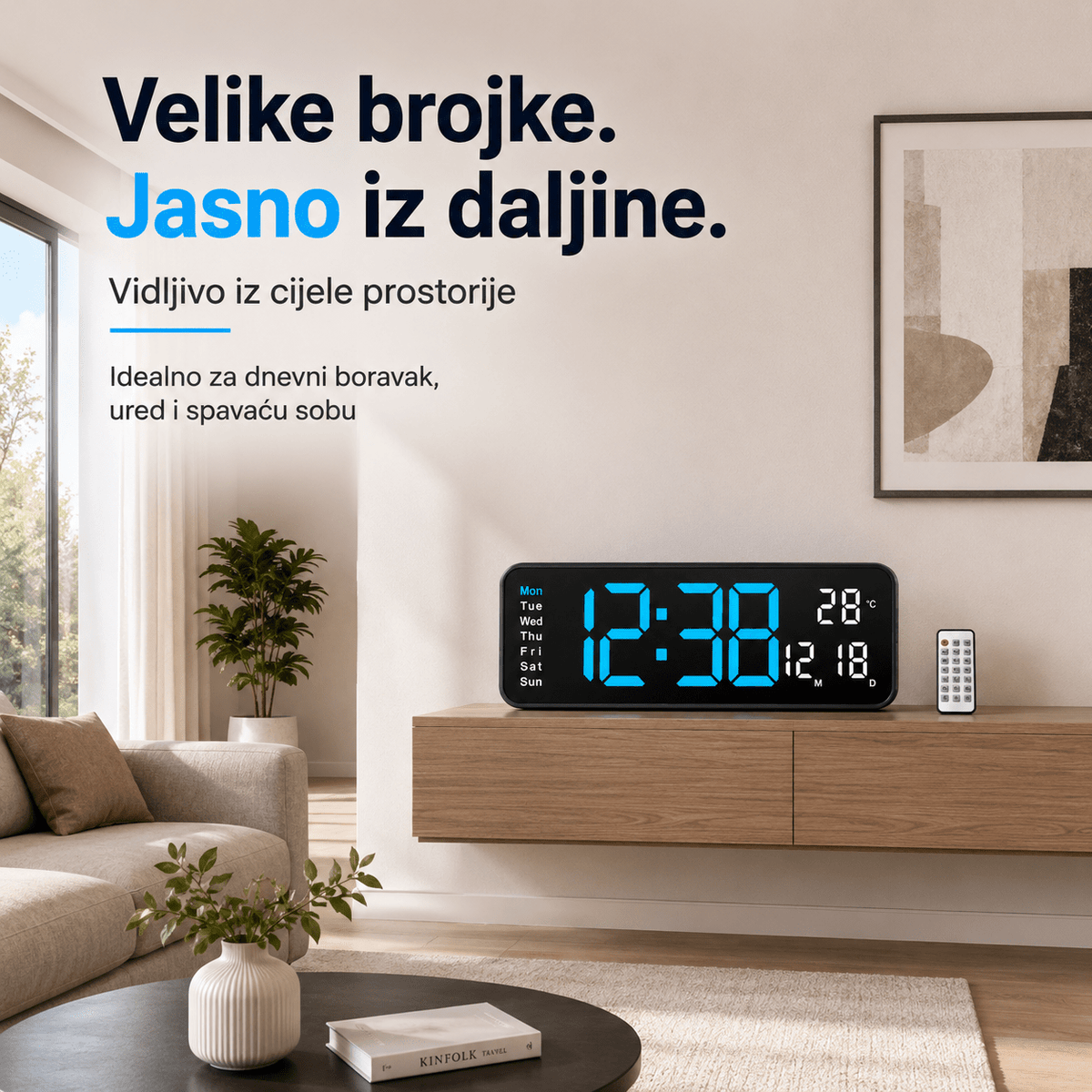 LED Digitalni Zidni Sat (32 × 11 cm) – – – slika 5