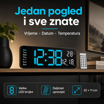 LED Digitalni Zidni Sat (32 × 11 cm) – – – slika 7